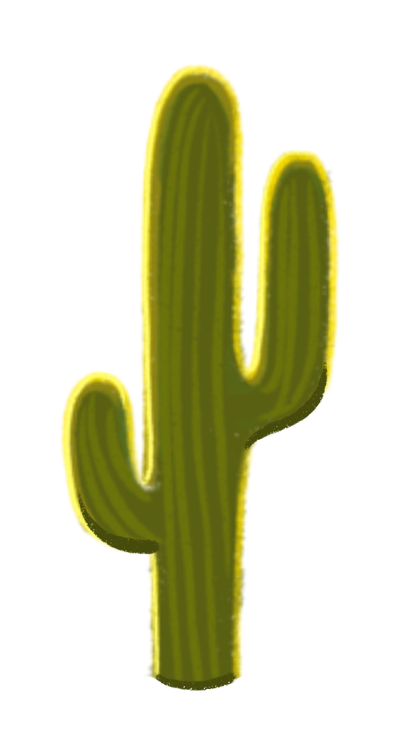 A green Saguaro cactus with two arms.