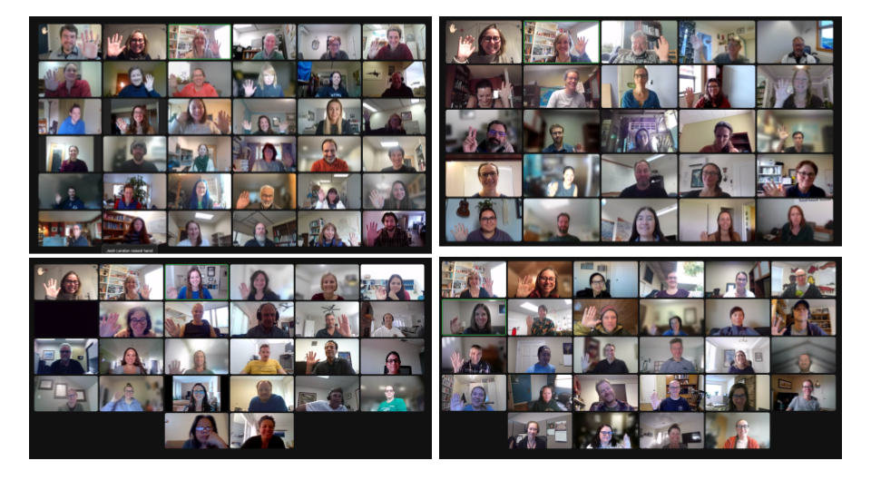 Composite of 4 screenshots of Zoom participants
